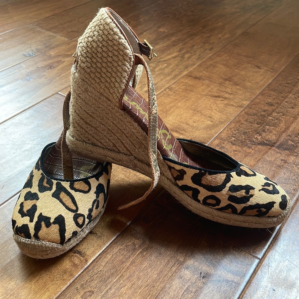 Animal print wedge sandals